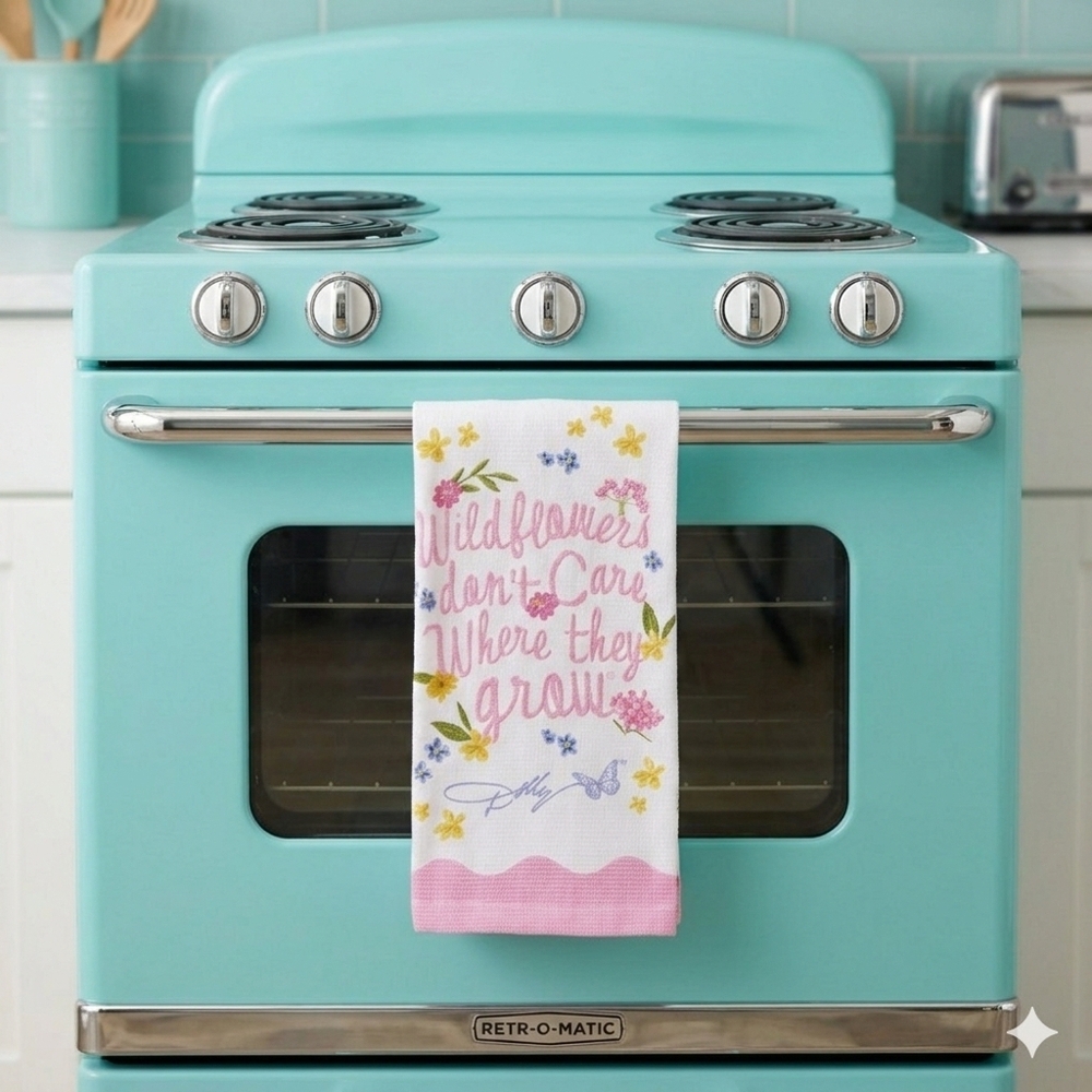 DOLLY PARTON Floral Kitchen/ Hand Towel 'Wildflowers Don't Care Where They Grow'